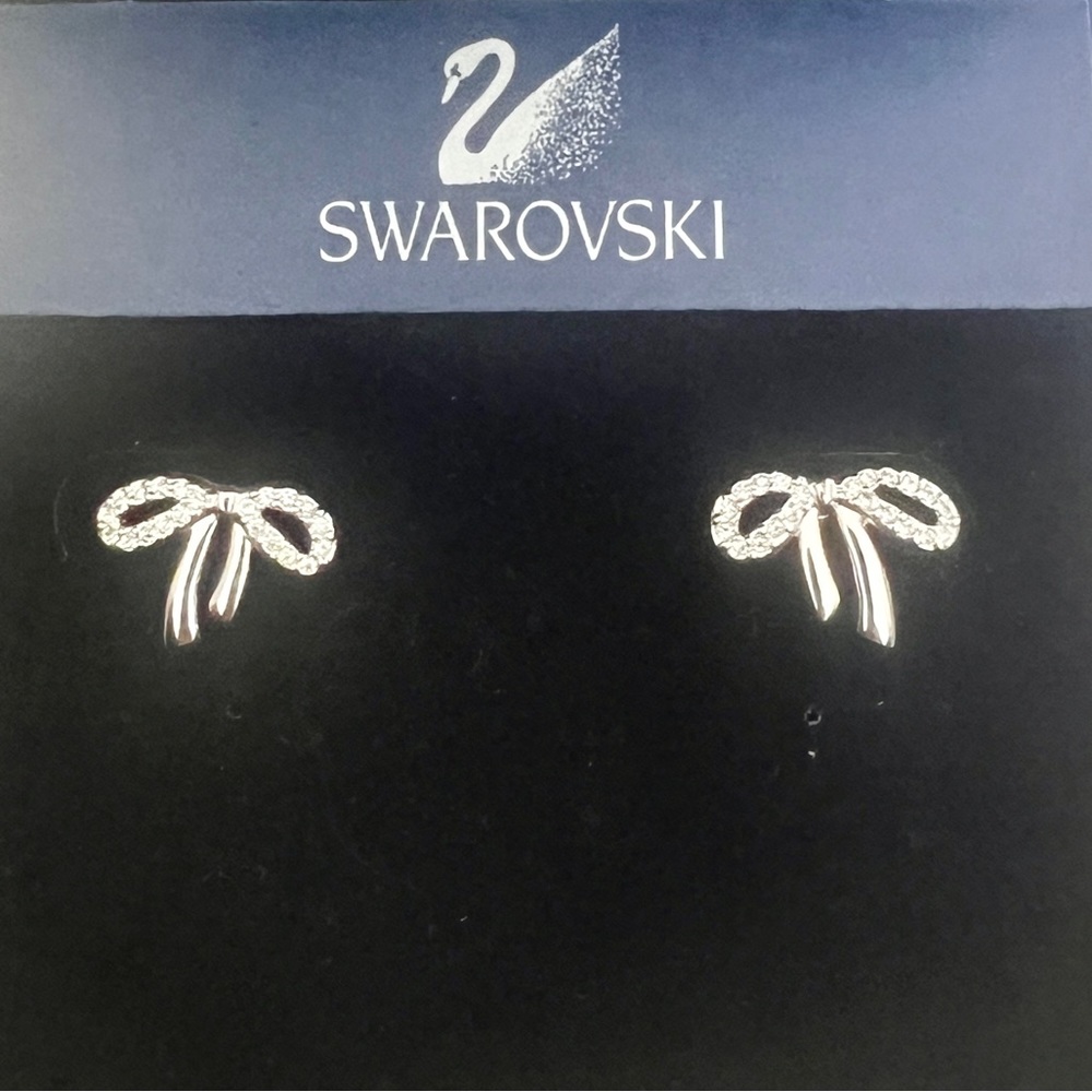 Genuine Swarovski mint condition wedding bow earrings